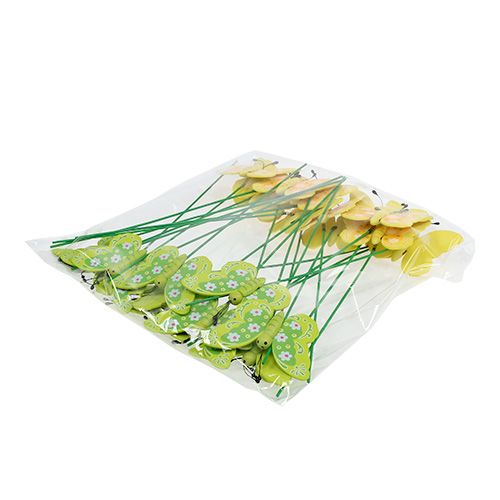 Floristik24 Dekoratyviniai mediniai drugeliai ant pagaliuko 8cm 24vnt