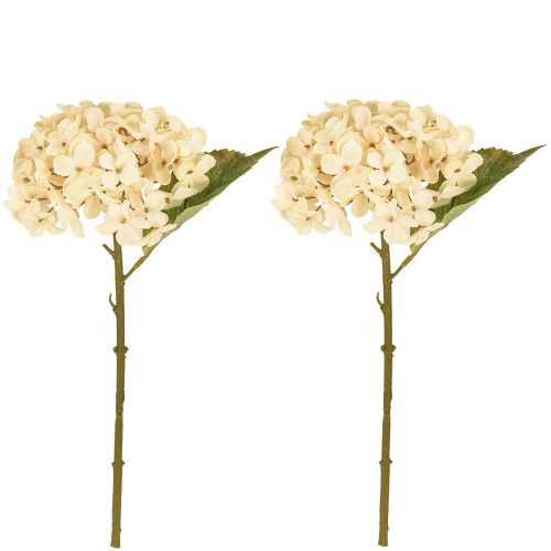daiktų Dekoratyvinės hortenzijos dirbtinės kreminės šilko gėlės 34 cm 2 vnt.