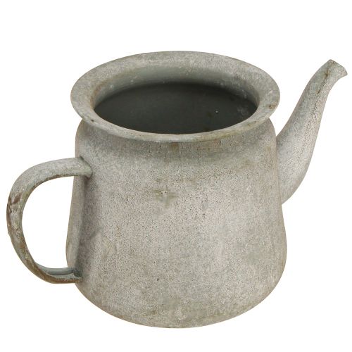 daiktų Dekoratyvinis puodas metalinis vintažinis arbatinukas pilkas 24×14×14cm
