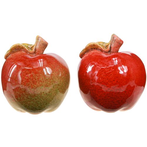 daiktų Dekoratyvinė keraminė stalo dekoracija obuoliai rudeniniai raudonai žali A7.5cm 4 vnt.