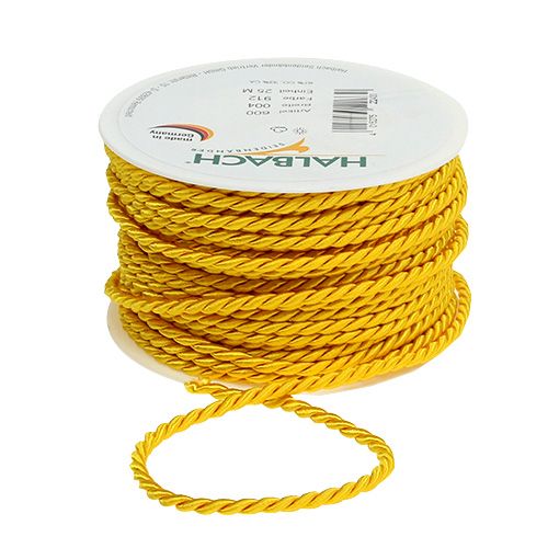Deko laidas geltonos spalvos 4mm 25m