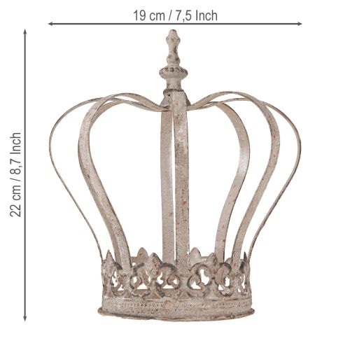Floristik24 Dekoratyvinė karūna Vintage Metal Crown Gray Rust Ø19cm H22cm