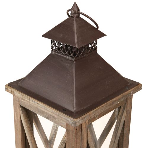 Floristik24 Dekoratyvinis žibintas medinis vintažinis medinis žibintas rudas 17×17×50cm