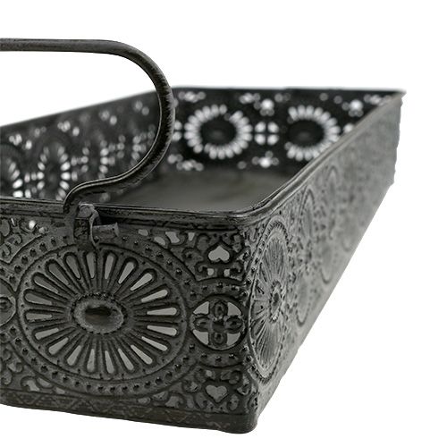 Floristik24 Metalinis dėžutės padėklas pilkas 40,5 cm x 12,5 cm x 5 cm