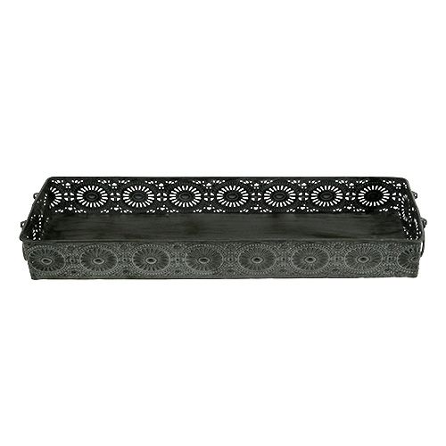 Floristik24 Metalinis dėžutės padėklas pilkas 40,5 cm x 12,5 cm x 5 cm