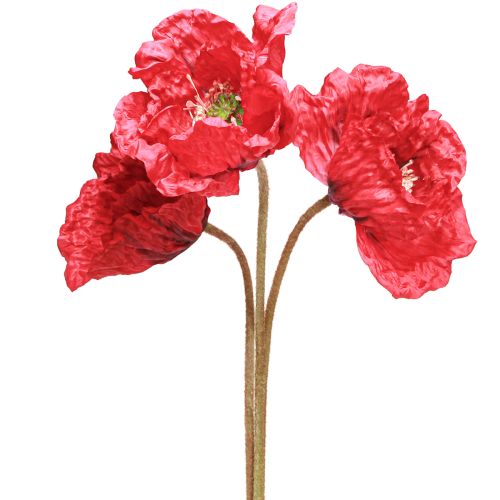 daiktų Deco Poppy Didelės Dirbtinės Gėlės Raudonos Aguonos 88cm 3 Vnt