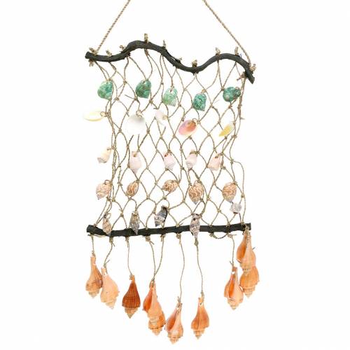 Floristik24 Deco tinklelis pakabinimui su natūraliais kriauklėmis 25×45cm
