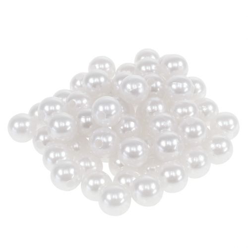 Floristik24 Dekoratyviniai karoliukai balti Ø10mm 115 vnt