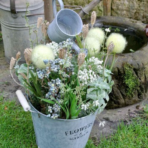 daiktų Dekoratyvinis augalų vazonas, kibiras su vazonu, vazonas augalams, metalinis kibiras H38cm Ø16.5cm/Ø7cm
