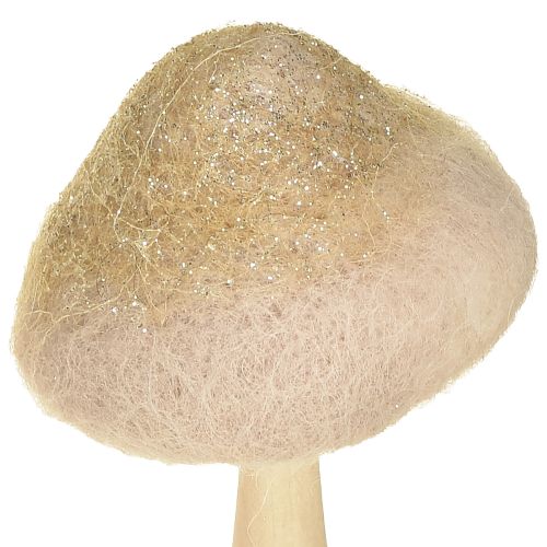 daiktų Dekoratyvinis grybas iš medžio, veltinio, su blizgučiais stalo dekoracijoje Adventas, aukštis 11 cm, 4 vnt.
