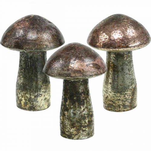 Floristik24 Deco grybai stiklinė rožinė stalo puošmena rudens Ø6,5cm H10cm 3vnt