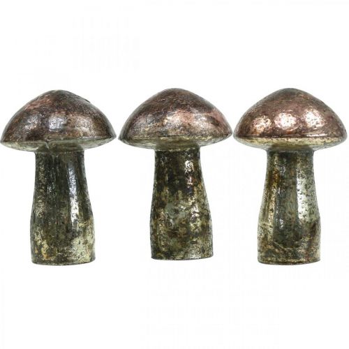 Floristik24 Deco grybai stiklinė rožinė stalo puošmena rudens Ø6,5cm H10cm 3vnt