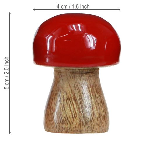 daiktų Dekoratyviniai grybai, raudonai lakuoti mediniai grybai, pievagrybiai, aukštis 5cm, Ø4cm, 6 vnt.