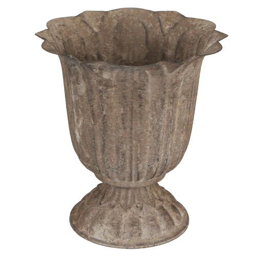 Floristik24 Dekoratyvinis trofėjus senovinės išvaizdos vazonas pilkai rudas Ø15cm H16cm