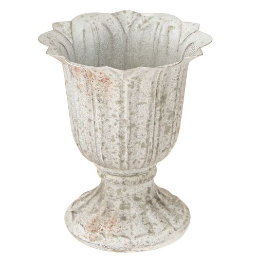 daiktų Dekoratyvinė trofėjinė metalinė taurė vintažinė pilkai balta H14,5cm