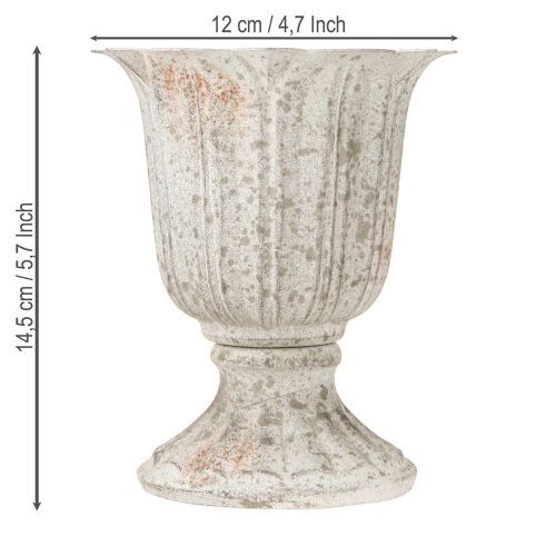 daiktų Dekoratyvinė trofėjinė metalinė taurė vintažinė pilkai balta H14,5cm