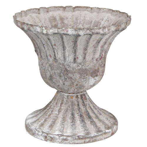 Floristik24 Dekoratyvinis puodelis Rustic Antique Chalice Pilka Balta Ø8cm A8.5cm 2vnt.