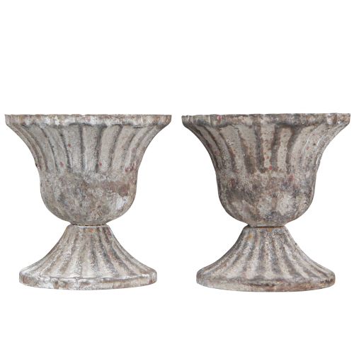 Floristik24 Dekoratyvinis puodelis Rustic Antique Chalice Pilka Balta Ø8cm A8.5cm 2vnt.
