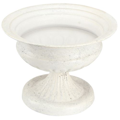 Floristik24 Dekoratyvinis trofėjinis dubuo senovinis metalinis puodelis baltas Ø20cm H15cm