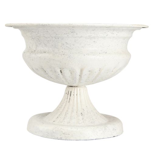 Floristik24 Dekoratyvinis trofėjinis dubuo senovinis metalinis puodelis baltas Ø20cm H15cm