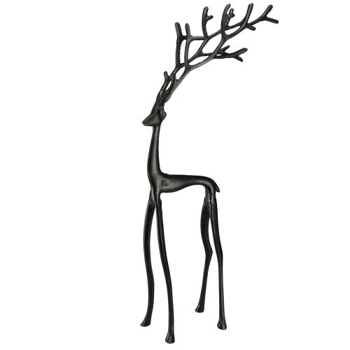 Floristik24 Dekoratyvinė šiaurės elnio metalinė dekoratyvinė figūrėlė juodos spalvos 15cmx8cmx53cm