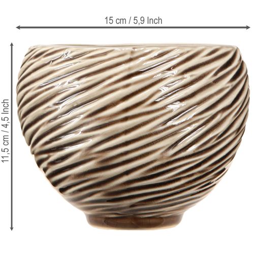 daiktų Dekoratyvinis dubuo Vazonas Keraminis Beige Rudas Ø15cm 2vnt