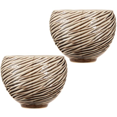 daiktų Dekoratyvinis dubuo Vazonas Keraminis Beige Rudas Ø15cm 2vnt