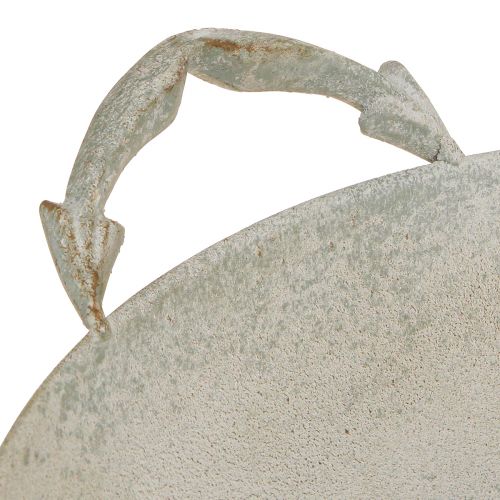 daiktų Dekoratyvinis dubuo nuskuręs prašmatnus pilkas metalo apdaila su rankenomis Ø31cm