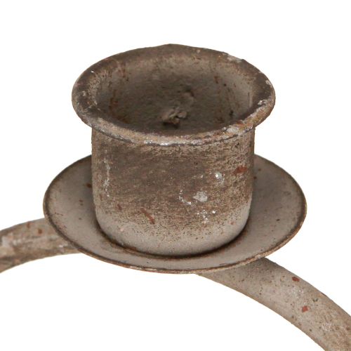 daiktų Dekoratyvinis dubuo su žvakių laikikliu senovinis pilkas rūdys Ø11cm H23,5cm