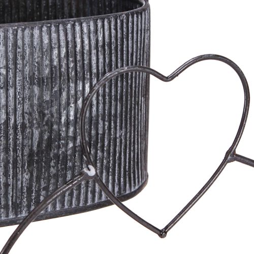 daiktų Dekoratyvinis dubuo ovalus metalinis su širdele juoda 20/16cm rinkinys po 2 vnt