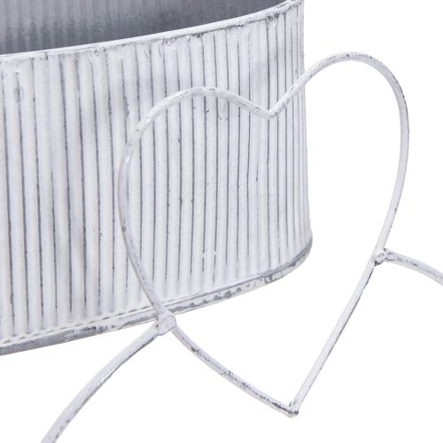 daiktų Dekoratyvinis dubuo ovalus metalinis su širdele balta 20/16cm rinkinys po 2 vnt