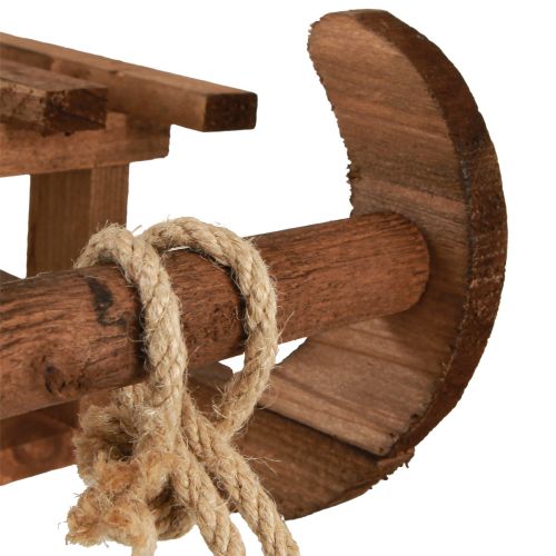 daiktų Dekoratyvinės rogės rudos žiemos puošmenos iš medžio 30x18x12cm