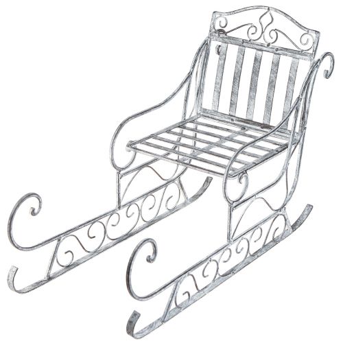 Floristik24 Dekoratyvinės rogės baltos skalbtos rogės metalinės 47×21×32,5cm