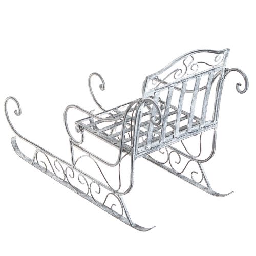 Floristik24 Dekoratyvinės rogės baltos skalbtos rogės metalinės 47×21×32,5cm