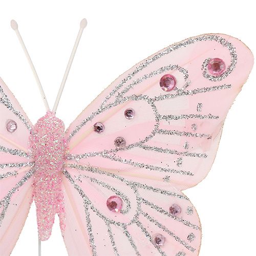 daiktų Dekoratyvinis drugelis rožinis su žėručiu 10,5cm 3vnt