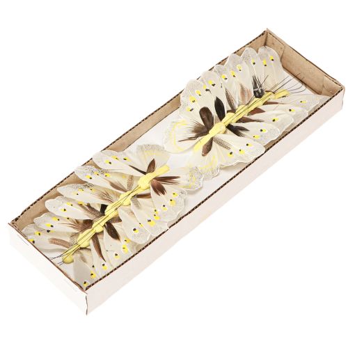 daiktų Dekoratyvinis drugelis ant vielos geltonas 8cm 12vnt