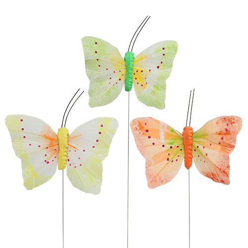 Floristik24 Dekoratyviniai drugeliai ant vielos, spalvoti 8,5cm 12vnt