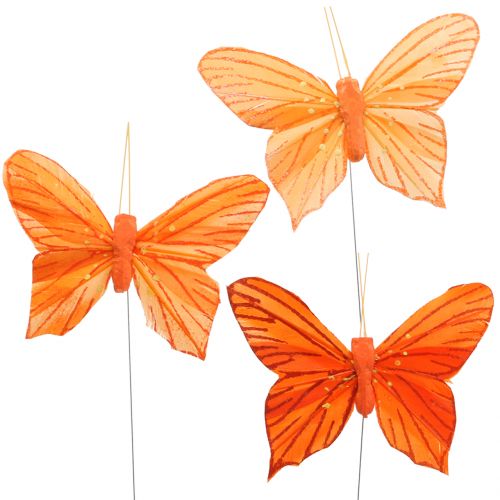 Floristik24 Deco drugelis oranžinis 12vnt