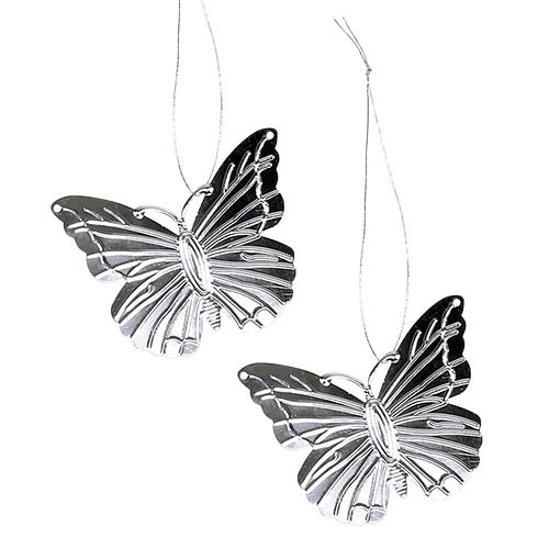 Floristik24 Dekoratyviniai drugeliai pakabinti sidabriniai 5cm 36vnt