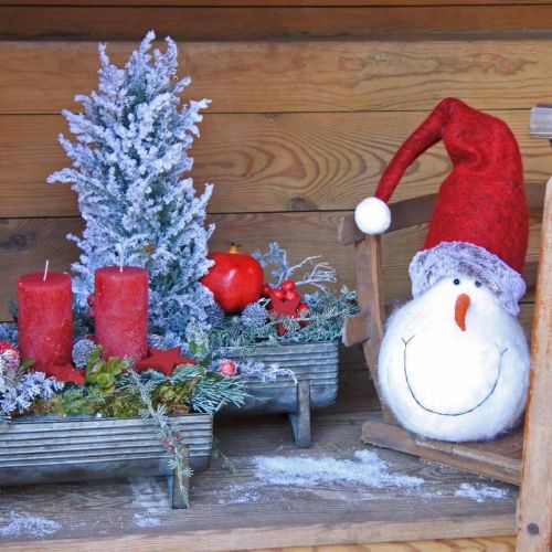 Floristik24 Deco sniego senelis su kepure Advento puošmena Kalėdinė figūrėlė H38cm