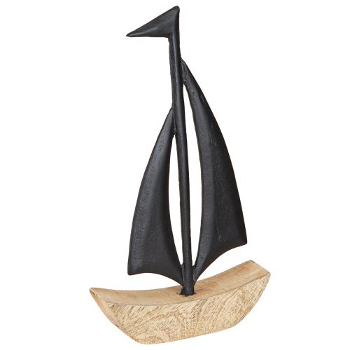Floristik24 Dekoratyvinis burlaivis, medis, metalas, natūralios juodos spalvos H30,5 cm