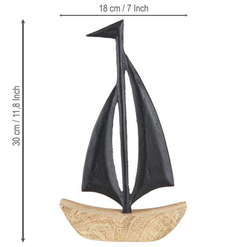 daiktų Dekoratyvinis burlaivis, medis, metalas, natūralios juodos spalvos H30,5 cm