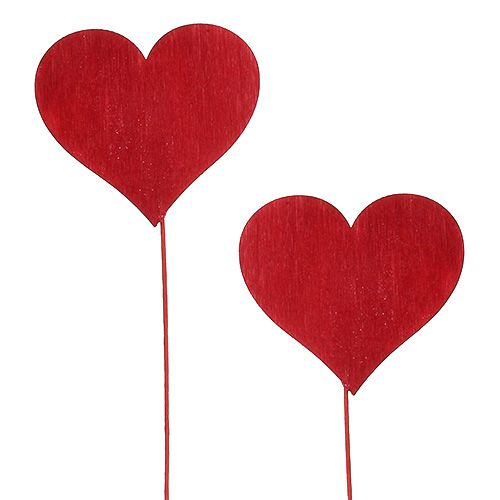 Floristik24 Deco kištukas širdies formos raudonas 5,5cm L28cm 24vnt