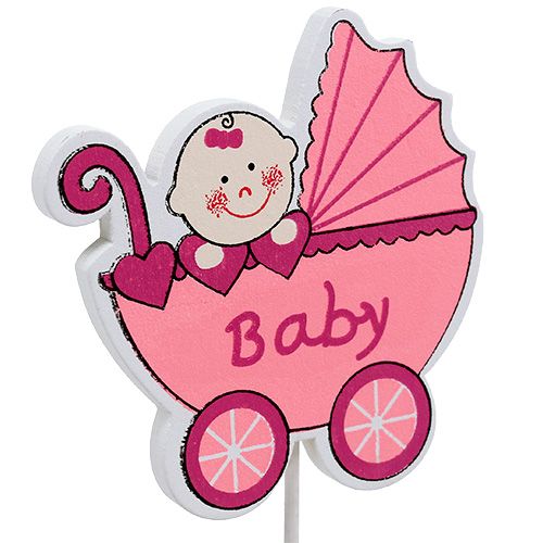 Floristik24 Dekoratyvinis kištukinis vežimėlis 6cm rožinis, mėlynas 16 vnt