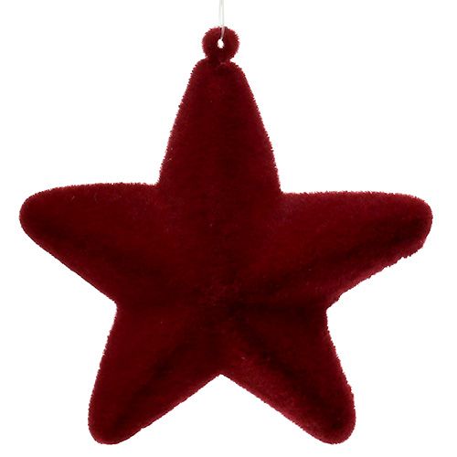 Floristik24 Dekoratyvinė žvaigždė tamsiai raudona 20cm flokuota