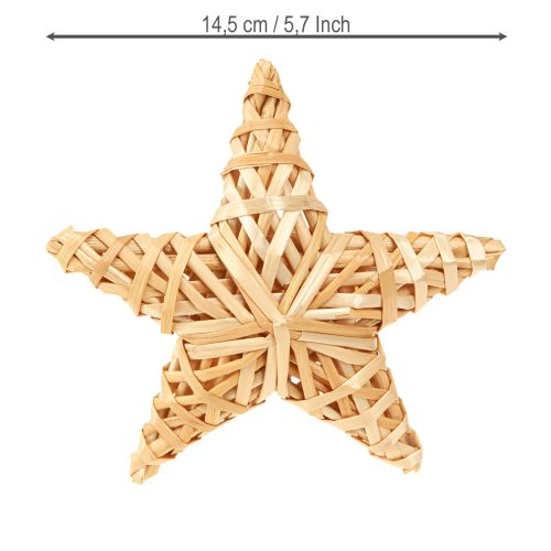 daiktų Dekoratyvinės žvaigždės Kalėdų eglutės dekoracijos rotango žvaigždės 14,5 cm 3 vnt.