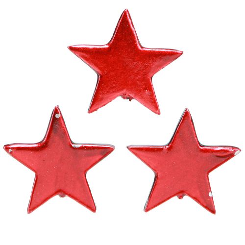 Dekoratyvinės žvaigždės raudonos metalinės išsklaidytos dekoracijos – 2 pasirinkimas – Ø5cm 36 vnt.