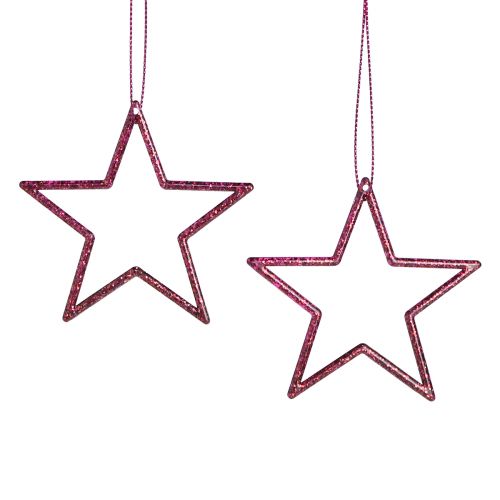 Floristik24 Dekoratyvinės žvaigždės puansetijos kabinimui Berry Glitter 7,5cm 40 vnt.