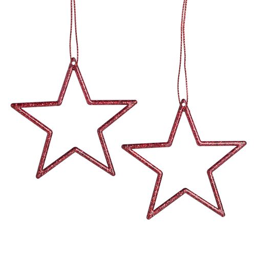 Floristik24 Dekoratyvinės žvaigždės puansetijos pakabinimui raudonos 7,5cm 40 vnt
