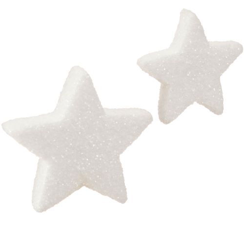 daiktų Dekoratyvinės žvaigždės baltų blizgučių pabarstuku dekoracija Kalėdinė 4/5cm 36 vnt
